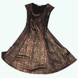 Navy/Gold Metallic Skater Dress